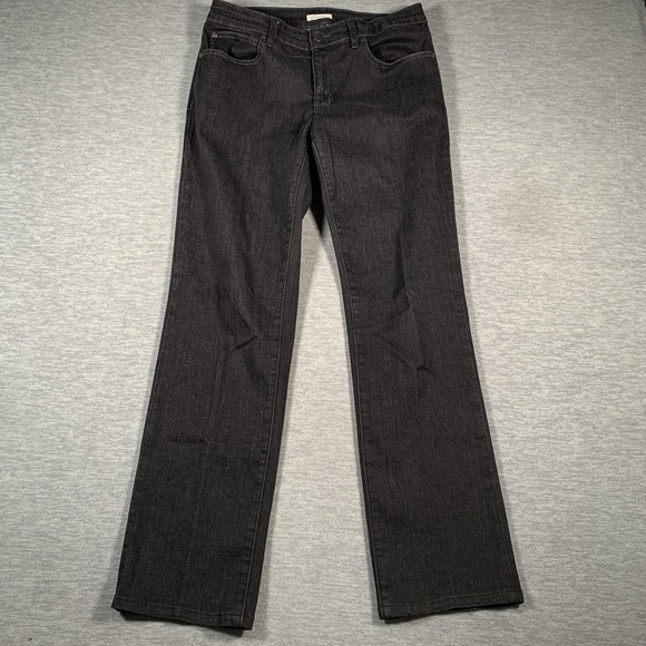 Eileen Fisher Jeans Womens 8 Dark Gray Stretch Denim Straight Leg Organic Cotton - Picture 1 of 12